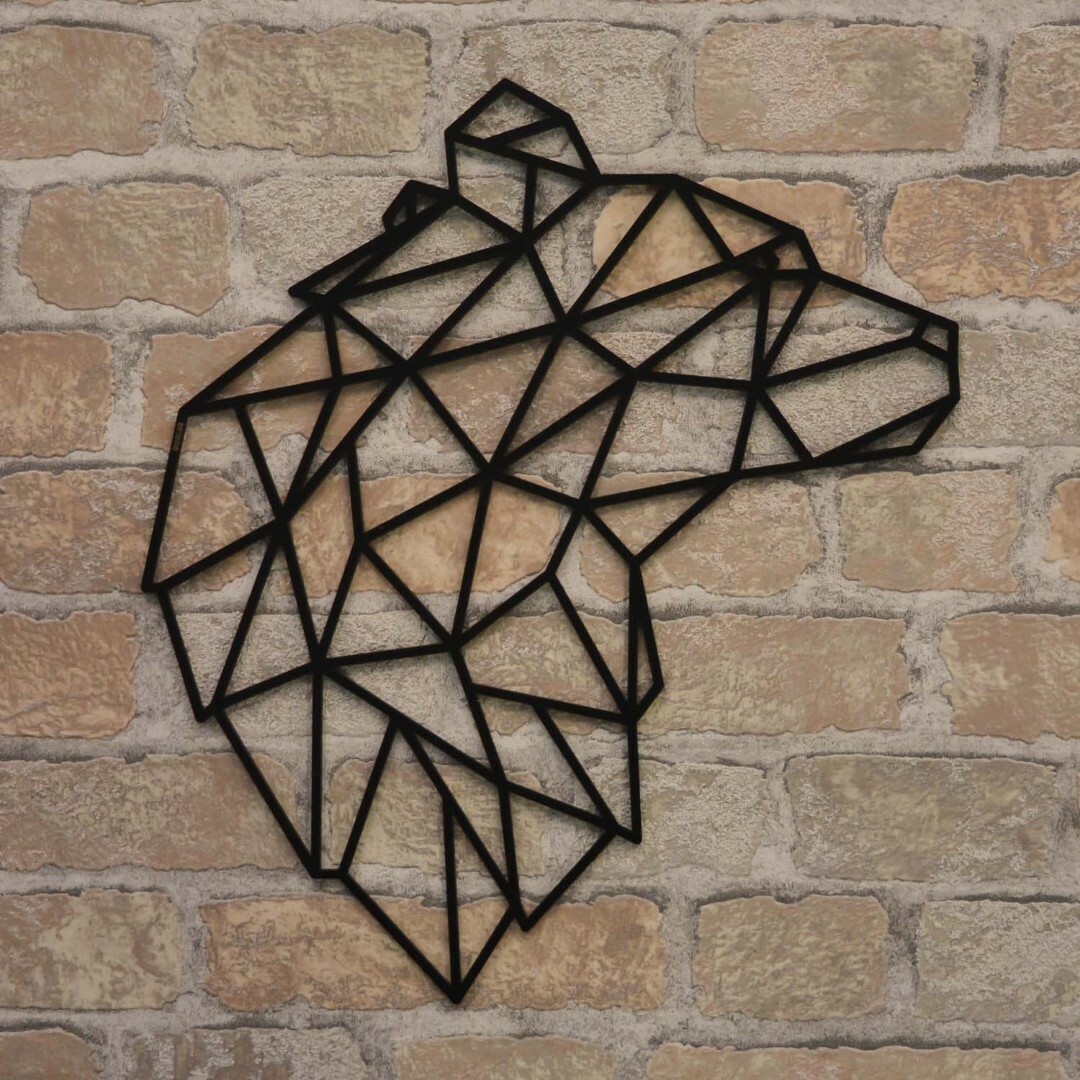 Wooden Wall Art - Polygonal Bear | Black