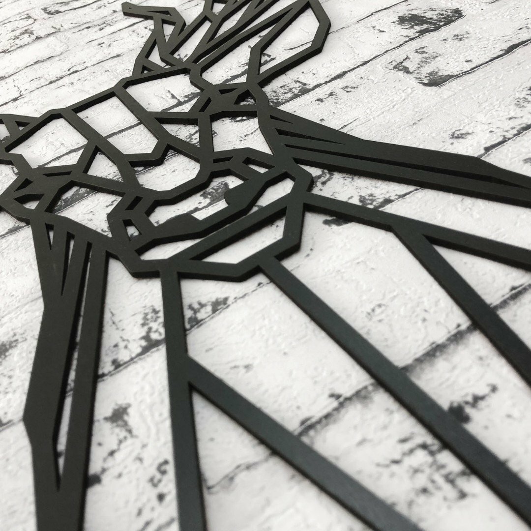 Large Wooden Wall Art - Polygonal Deer | Black