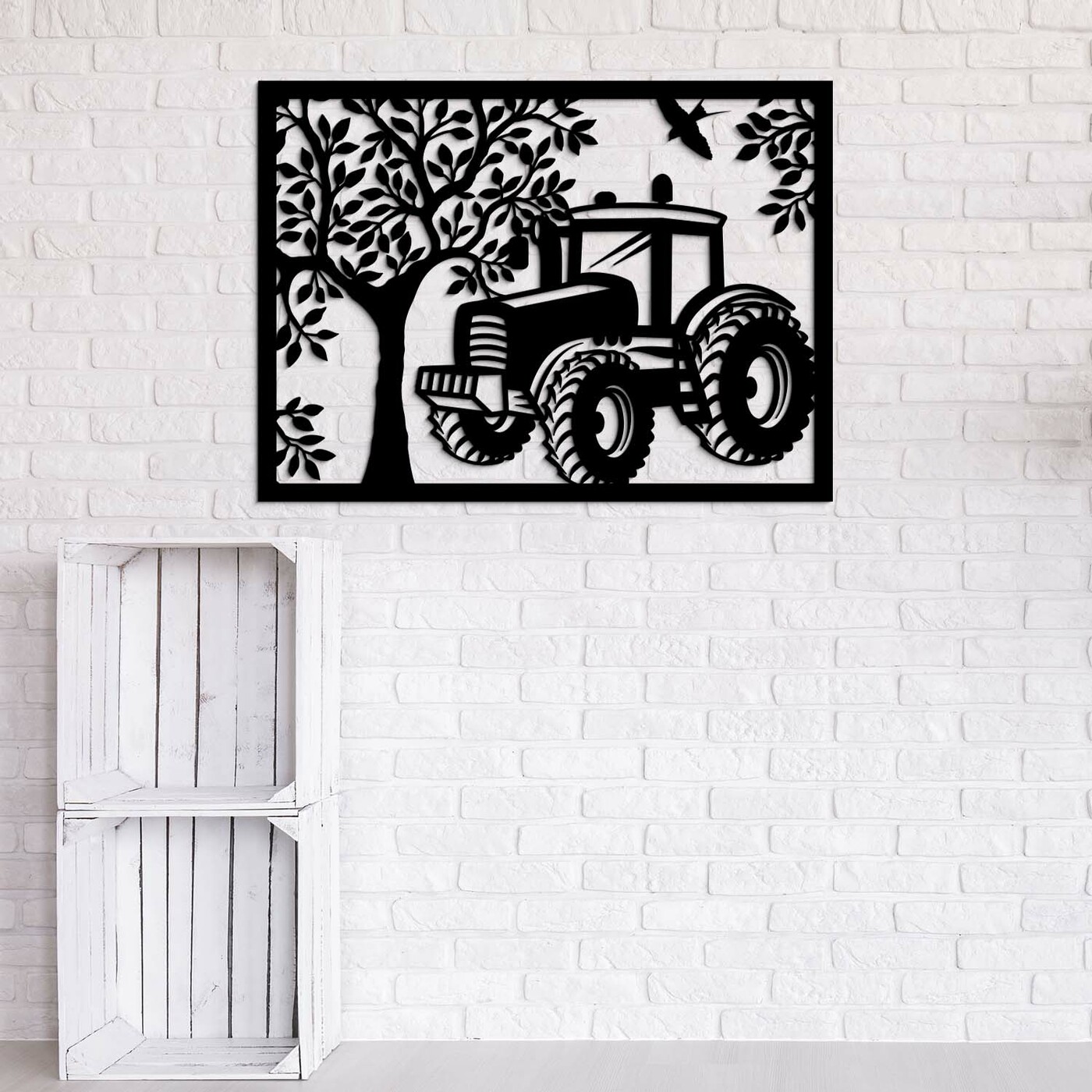 Wooden Wall Art - Tractor | Black