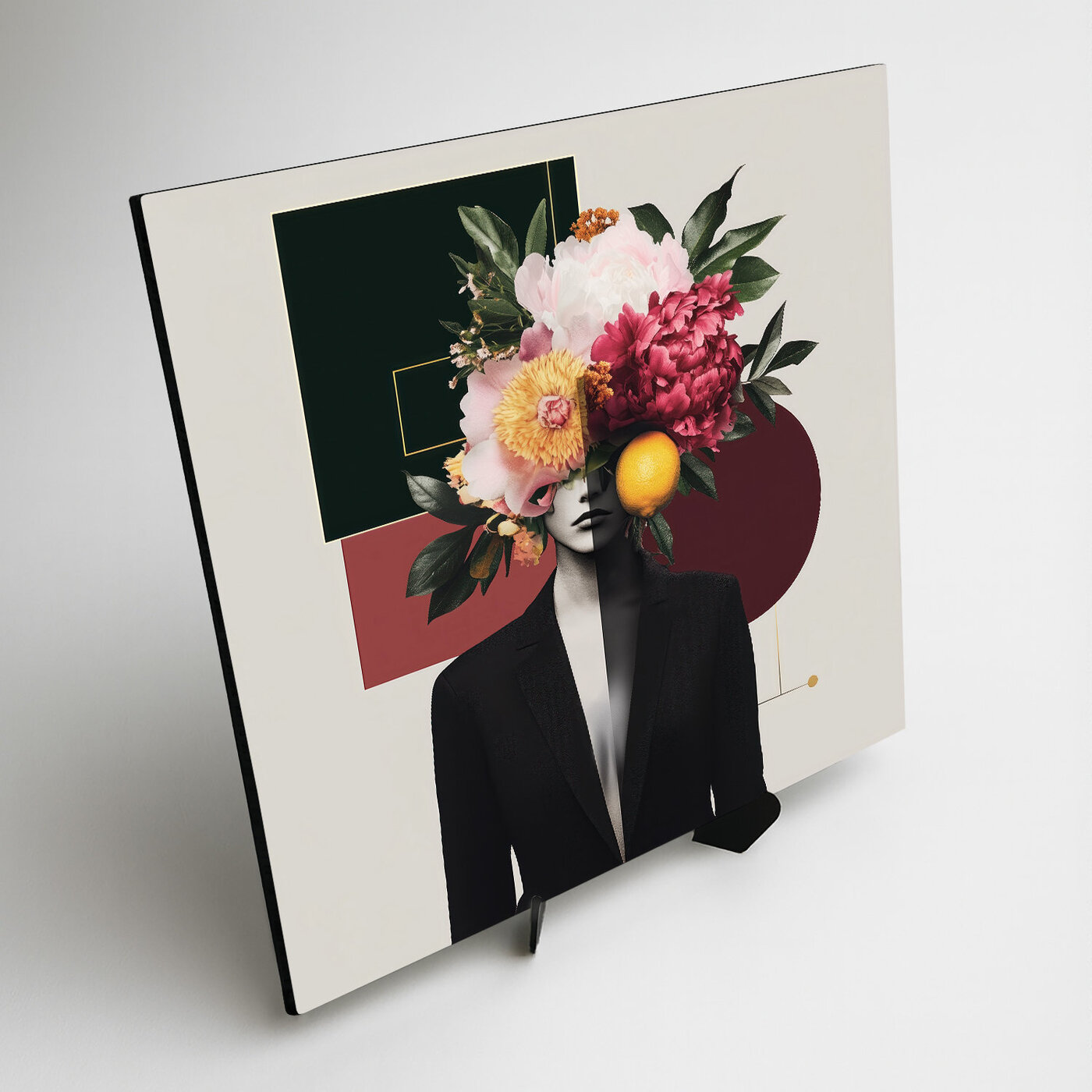 Modern Wall Art for Bedroom - Woman with Flowers