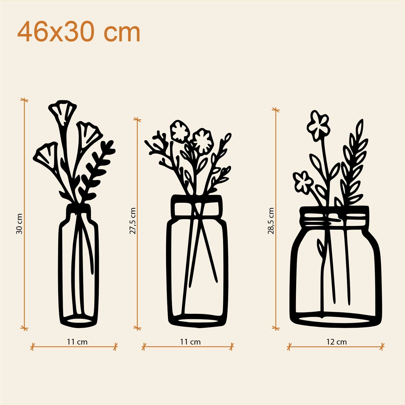 3D Wall Sticker Flowers | 46x30 cm