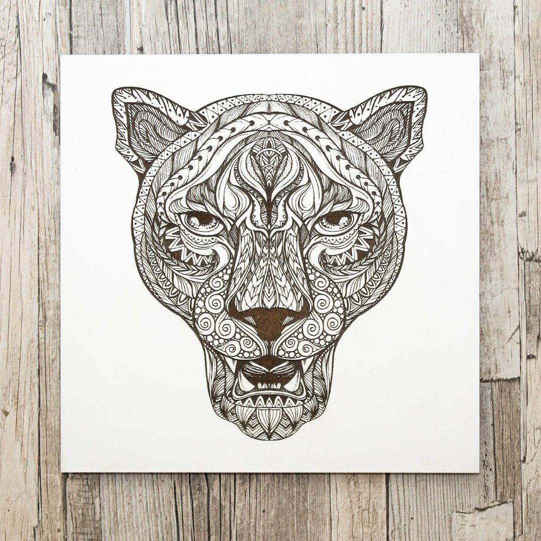 3D gravírozott falikép - Párduc | Fehér