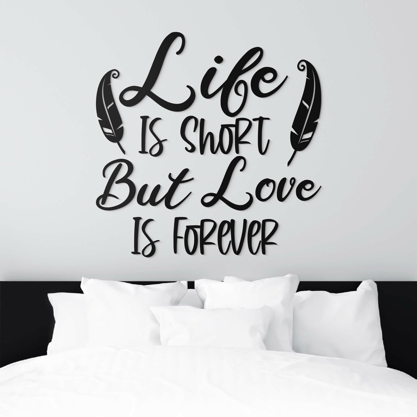 Wooden Sticker on the Wall - Life Motto | Black