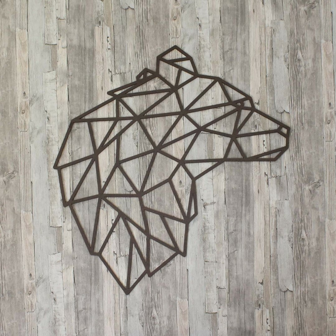 Wooden Wall Art - Polygonal Bear | Wenge