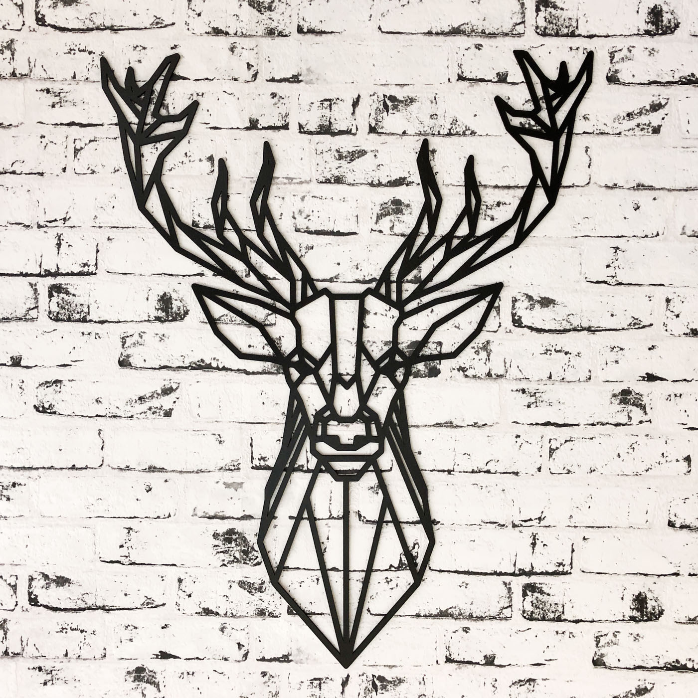 Large Wooden Wall Art - Polygonal Deer | Black