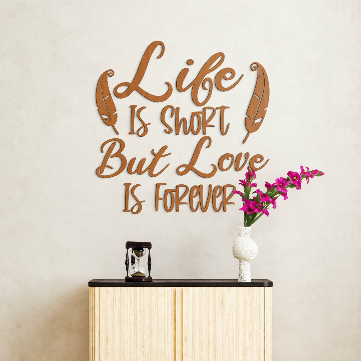 Wooden Sticker on the Wall - Life Motto | Cherry