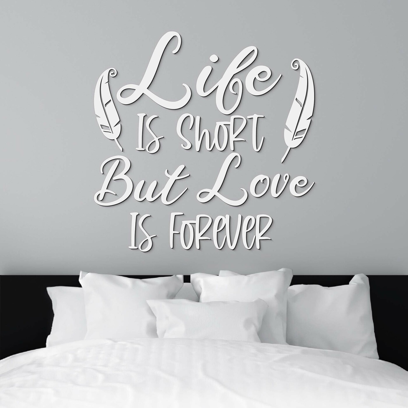 Wooden Sticker on the Wall - Life Motto | White