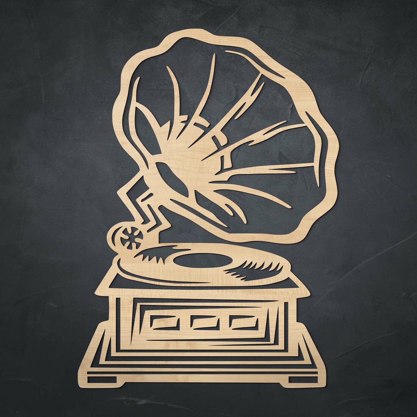 Wooden Vintage Wall Art - Gramophone | Maple
