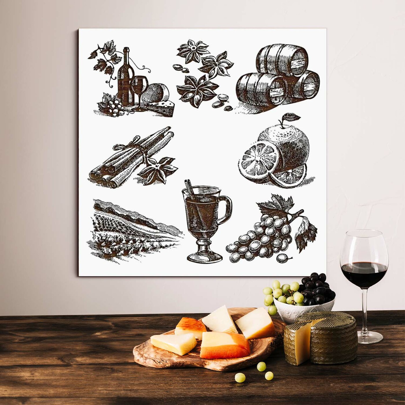 Wooden Wall Art - Mulled Wine | White