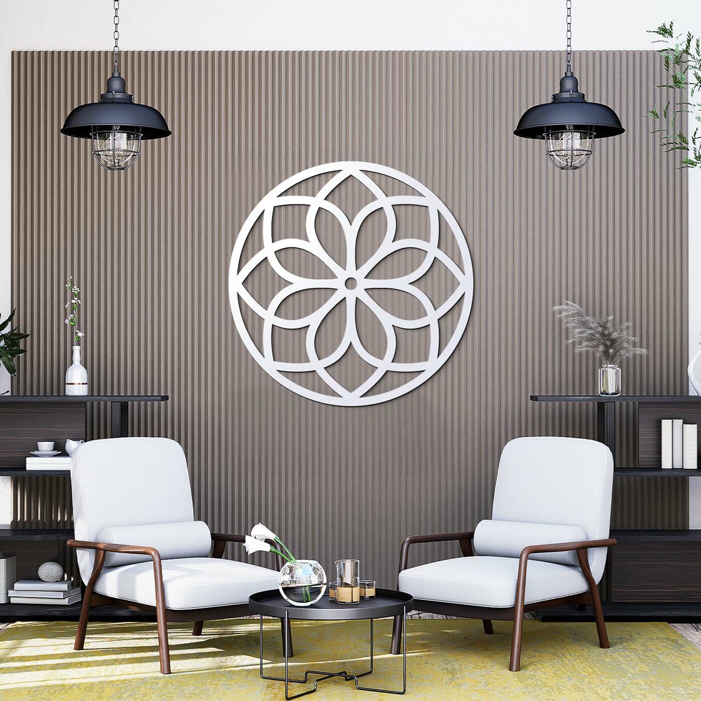 Simple Mandala on the Wall - Joy | White