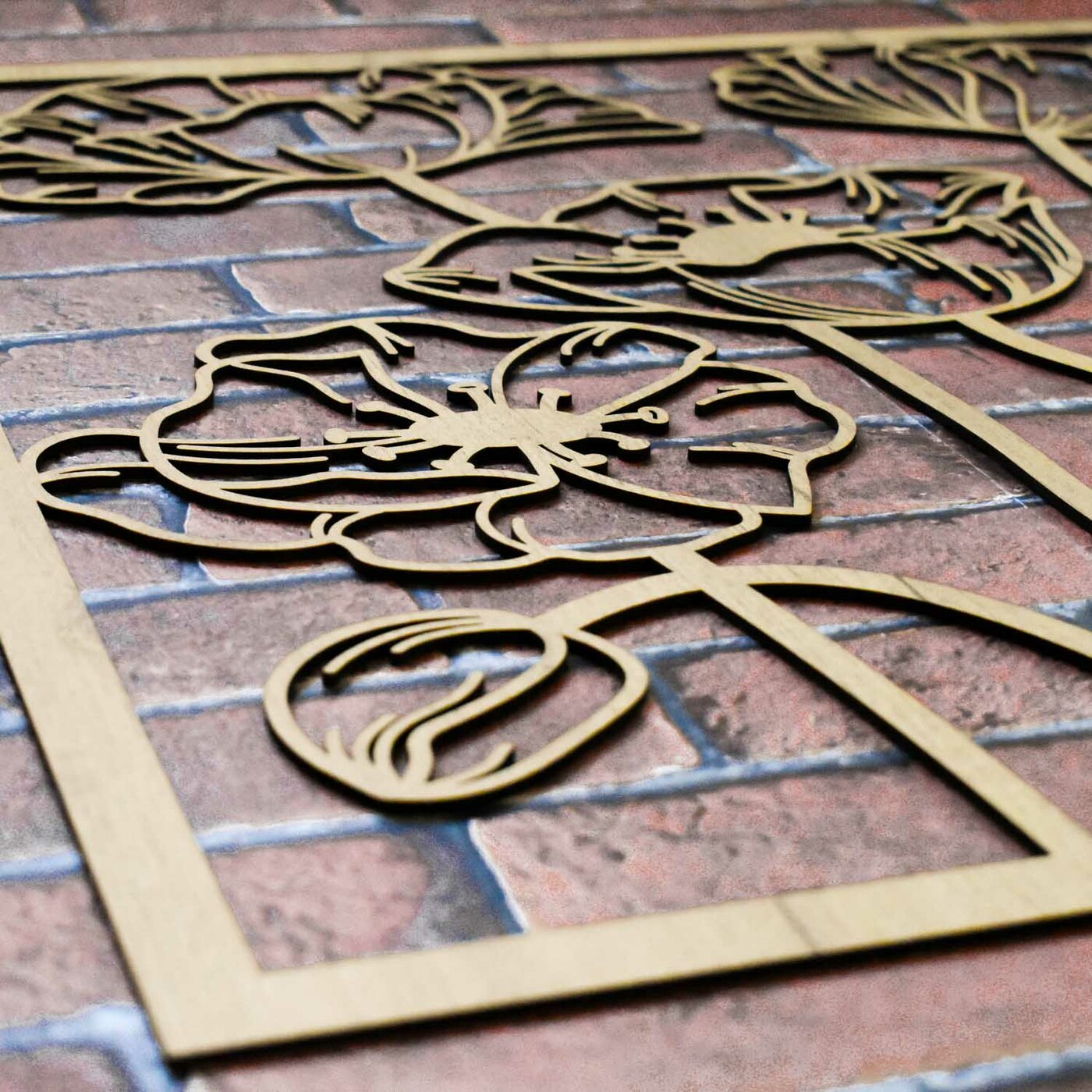 Wooden Wall Art - Poppies | Gold Craft Oak