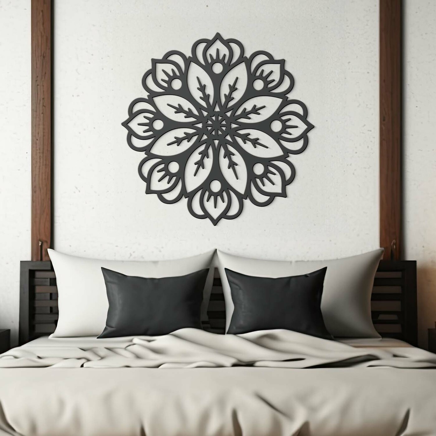 Wooden Picture of Mandala - Glow | Anthracite Gray