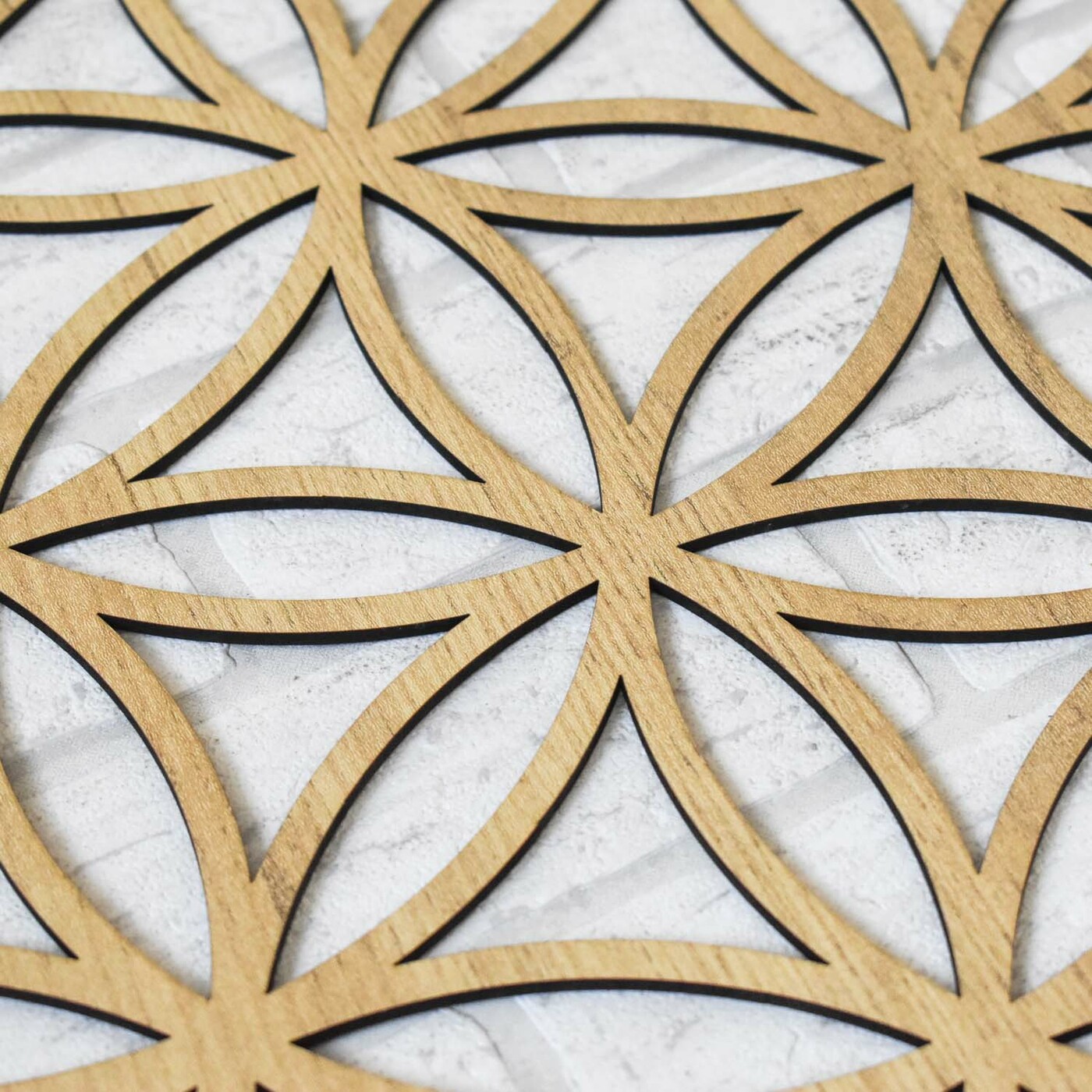 Wooden Sticker on the Wall - Flower of Life | Gold Craft Oak