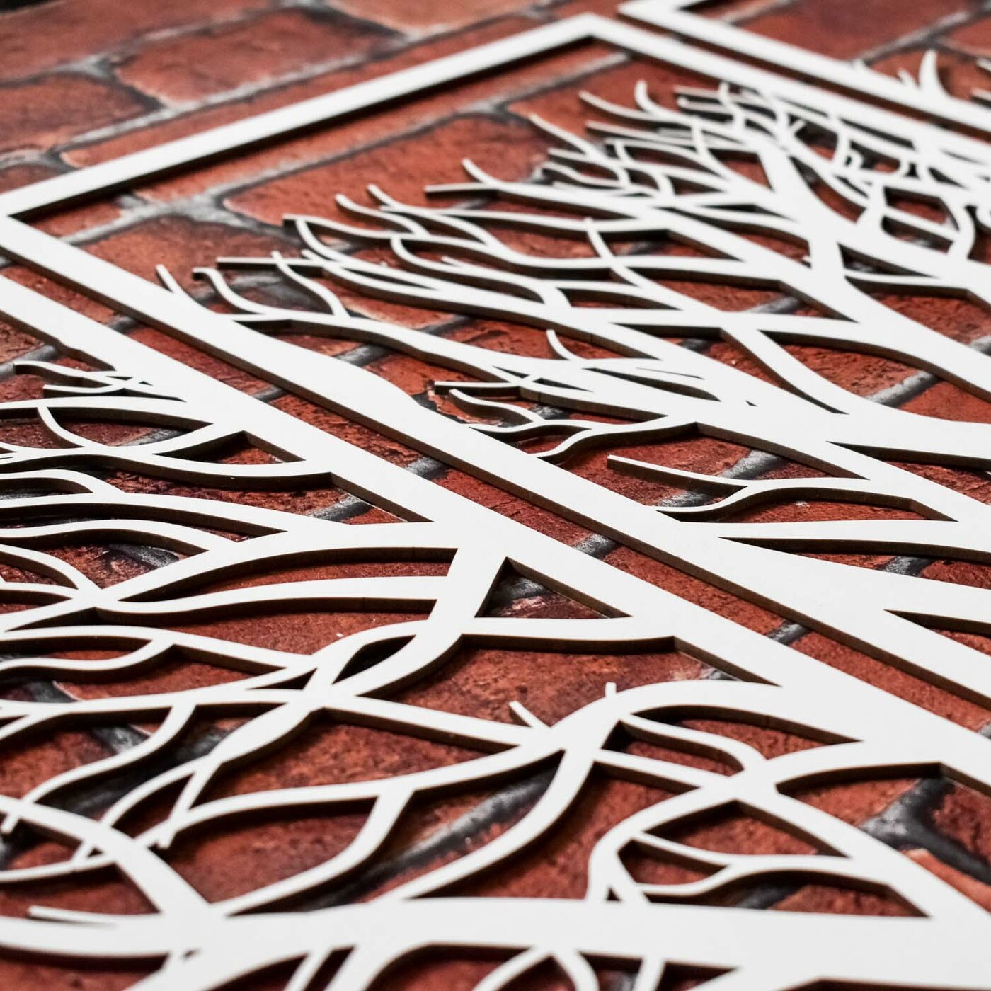 Multi-Part Picture on the Wall - Wooden Tree | White