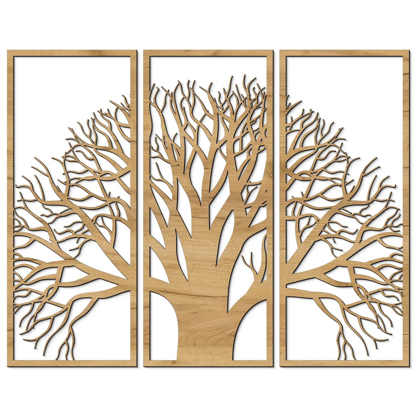 Multi-Part Picture on the Wall - Wooden Tree | Gold Craft Oak