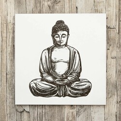 3D Wooden Engraved Wall Art - Buddha | White