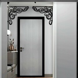 Wooden Corner Wall Ornament (2 pcs) | Black