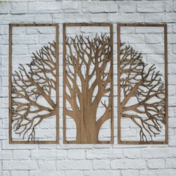 Multi-Part Picture on the Wall - Wooden Tree | Tobacco Oak