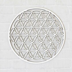 Wooden Sticker on the Wall - Flower of Life | White