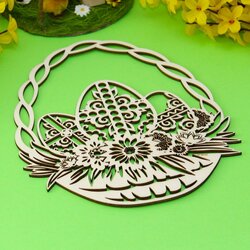 Wooden Basket with Easter Eggs