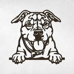 Wall Art of a Dog - Amstaff | Wenge