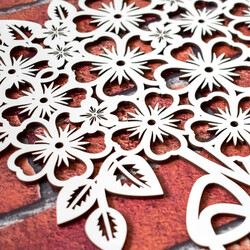 Decorative Sticker Made from Wood - Bouquet | White