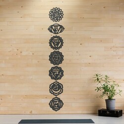Wooden 3D Symbols on the Wall - Chakras | Anthracite Gray