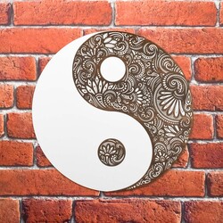 Yin-Yang - Healing Wooden Mandala | White