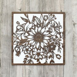 Napraforgó dekoráció a nappaliba | Fehér / Dió