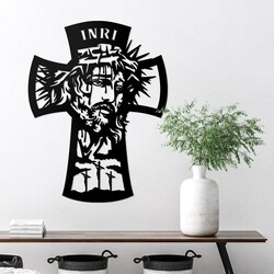 Wooden Cross on the Wall - Crucifixion of Jesus | Black