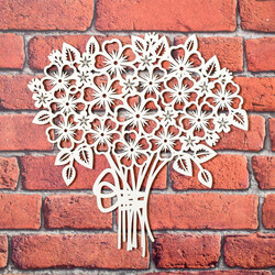 Decorative Sticker Made from Wood - Bouquet | White