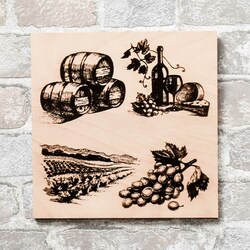 3D Engraved Picture - Wine | Beech plywood