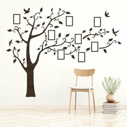 Wooden Family Tree with Photo Frames on the Wall | Wenge