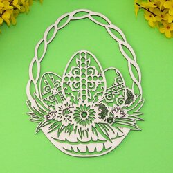 Wooden Basket with Easter Eggs