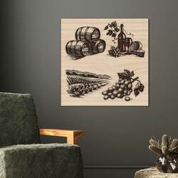 3D Engraved Picture - Wine | Beech plywood