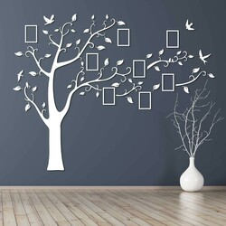 Wooden Family Tree with Photo Frames on the Wall | White
