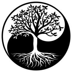 Wooden Tree of Life on the Wall - Symbiosis | Black