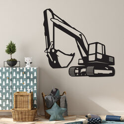 Wall Art for Children's Room - Excavator | Black