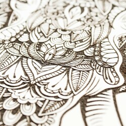 3D Wooden Engraved Wall Art - Elephant | White