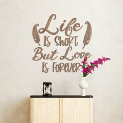Wooden Sticker on the Wall - Life Motto | Tobacco Oak