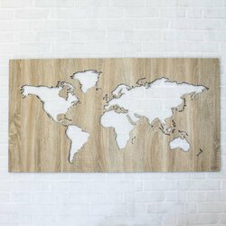 Wooden World Map on the Wall - Picture | Oak Sonoma