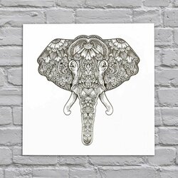 3D Wooden Engraved Wall Art - Elephant | White