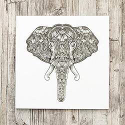 3D Wooden Engraved Wall Art - Elephant | White
