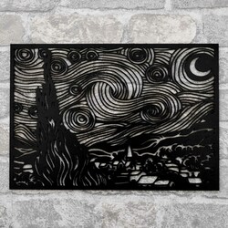 Fa falikép Vincent van Gogh - Csillagos éj | Fekete