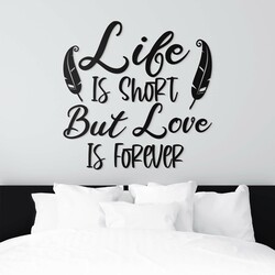 Wooden Sticker on the Wall - Life Motto | Black
