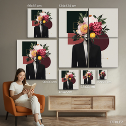 Modern Wall Art for Bedroom - Woman with Flowers
