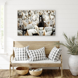 Falikép fából – Ló falka