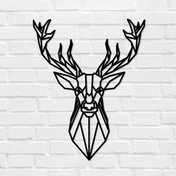 Large Wooden Wall Art - Polygonal Deer | Black