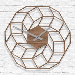 Large Modern Wall Clock - Vortexa | Tobacco Oak