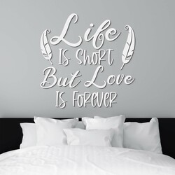 Wooden Sticker on the Wall - Life Motto | White